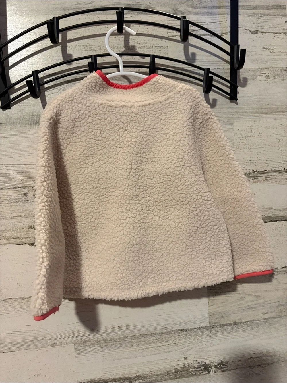 ❤️ PICK 4/$20 GAP Cream Sherpa Hoodie with Coral Snap Placket - Kids